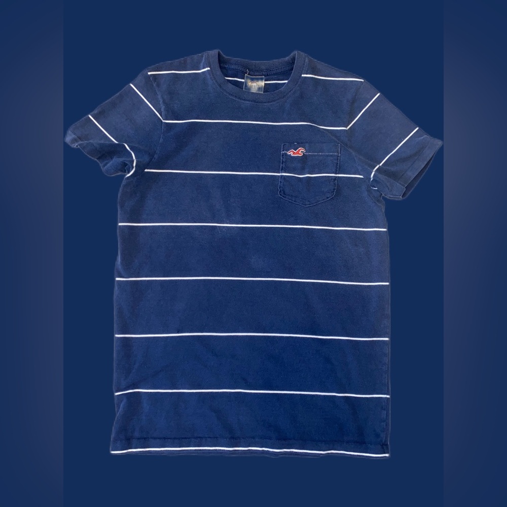 Hollister Y2K Navy Stipes Med Distressed Fade